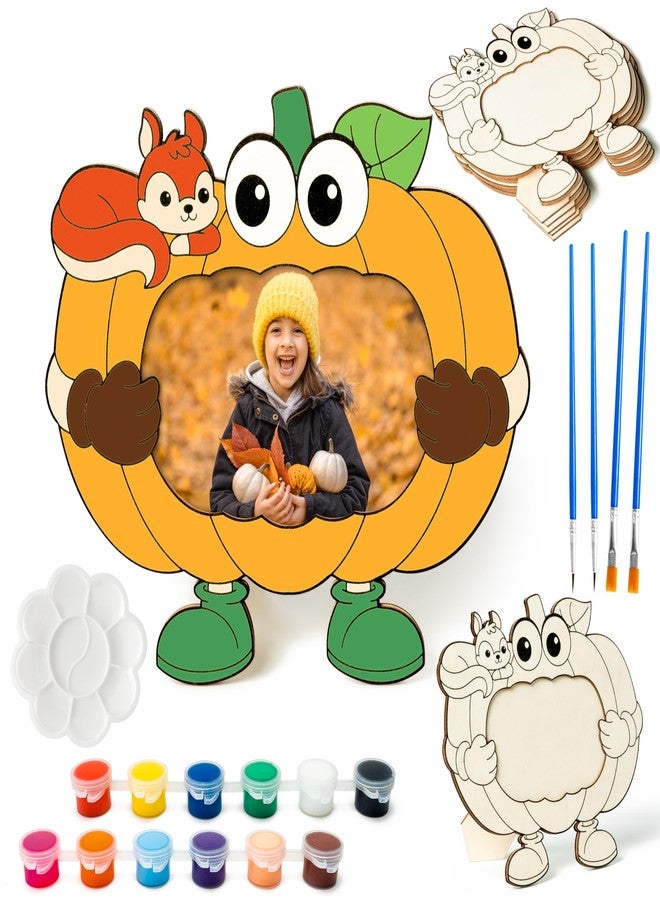 BeYumi 12Pcs Fall Wooden Pumpkin Picture Frame Craft Color Your Own Wooden Pumpkin Photo Frame Autumn DIY Gift for Kids Thanksgiving Picture Display Holder Stand for Home Tabletop Decor - Image 1